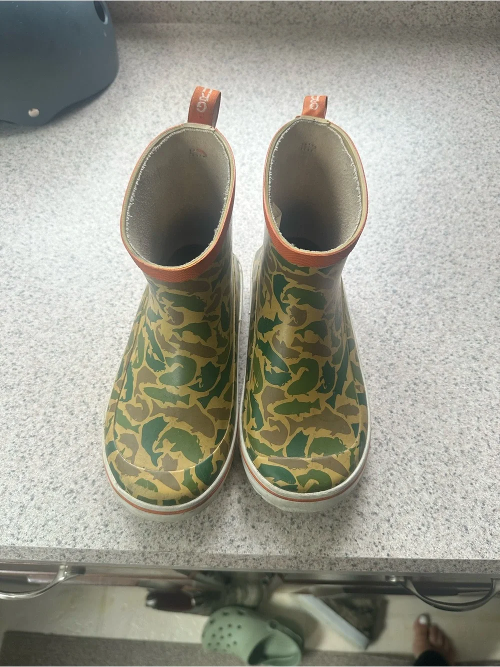 Kids Green Camo Rain Boots